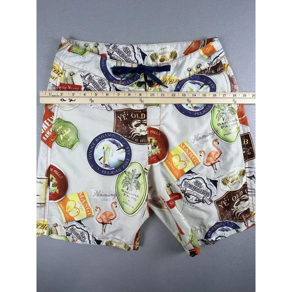 Tommy Bahama Board Shorts Mens 30 White Beer Label Print‎ Relax Swim Trunks